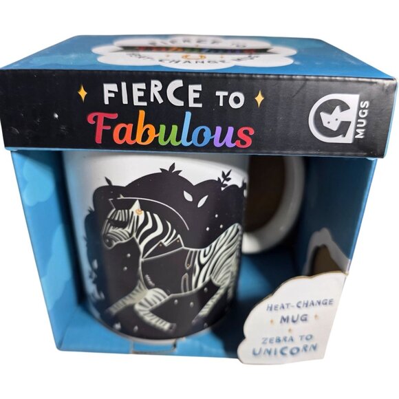 Heat Change Mug Fierce To Fabulous Zebra Unicorn new gift coffee cup animals - Picture 1 of 7